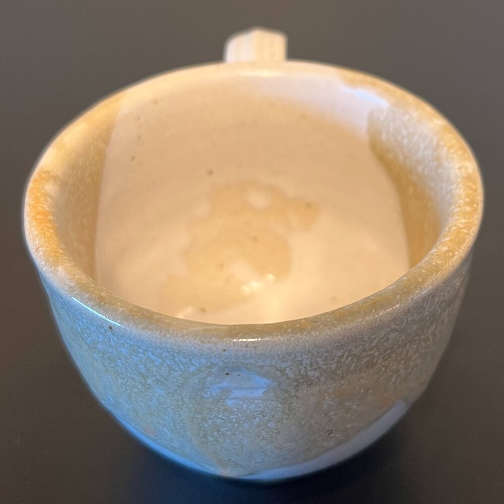 Handcrafted Beige Speckled Drip Glazed Earth Tone Studio Art Pottery Cup Mug - Picture 6 of 12